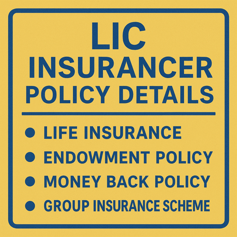 An informative digital graphic in English showcasing various LIC insurance plans for 2025, highlighting benefits like life cover, savings, pension, and child education schemes.