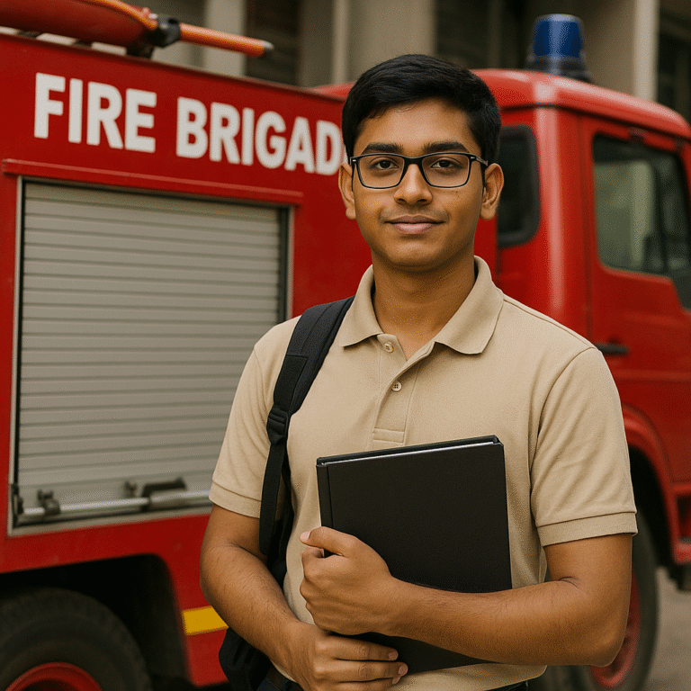 Firefighter during training